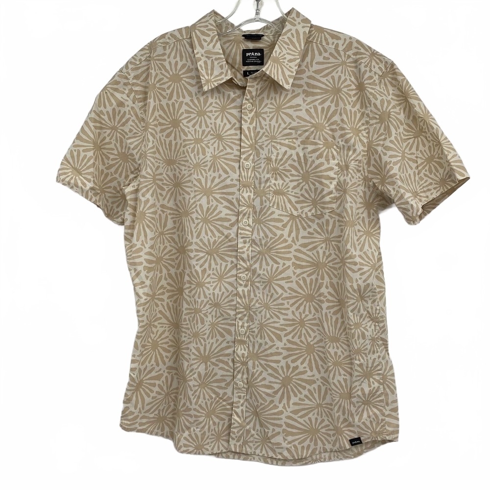 Prana Beige Button-Up Shirt | Mens L